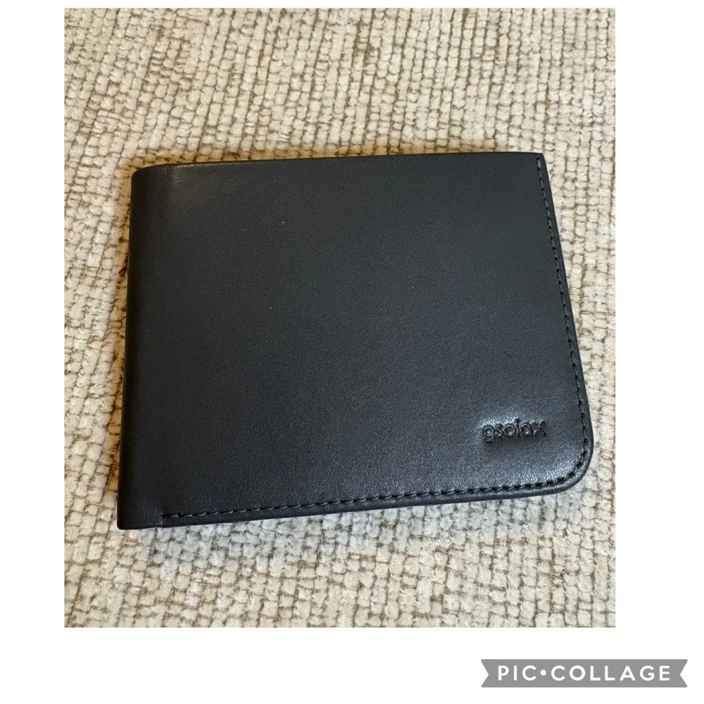 GSOIAX Men’s Black Leather Slim RFID Blocking Bifold Wallet NWOBox